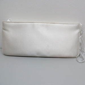 La Regale Clutch White Beads Zipper Inside Pocket